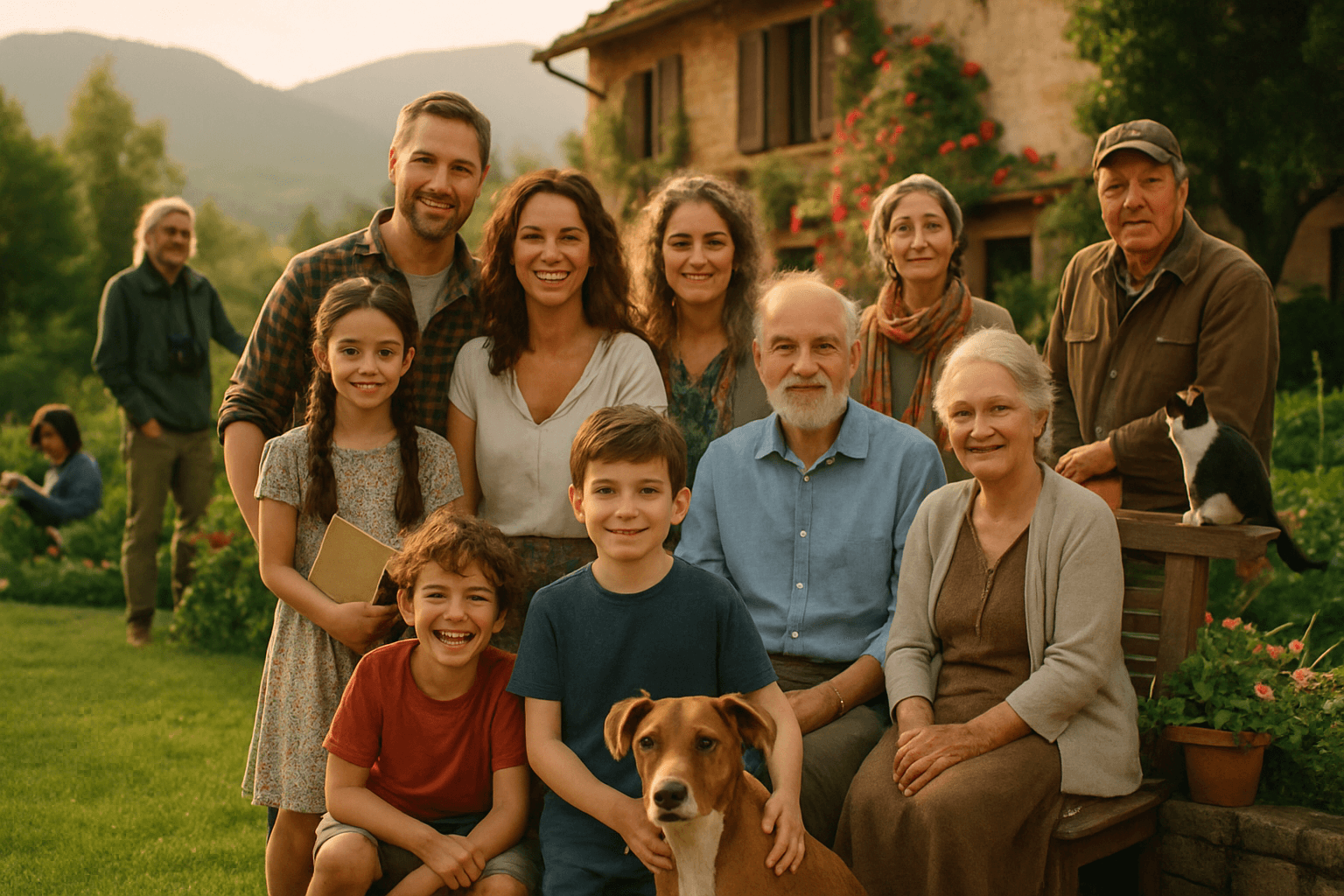 The whole family together
